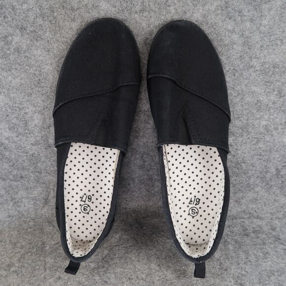 Casual Shoes Womens 6 7 Slip On Loafer Flats Sneakers Comfort Canvas Black - Picture 8 of 12